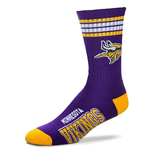 Product Cover For Bare Feet Minnesota Vikings 4 Stripe Youth Size NFL Crew Kids Socks (4-8 YRS)
