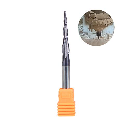 Product Cover SpeTool Tapered Ball Nose End Mill 1/4 X 3 inches with 0.75mm Ball Nose 4.36 Deg for CNC Machine Engraving Carving Bits