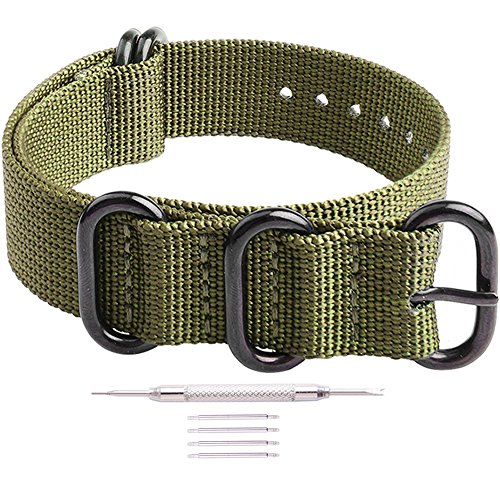 Product Cover Ritche 18mm 20mm 22mm 24mm NATO Strap with Black Heavy Buckle Watch Band