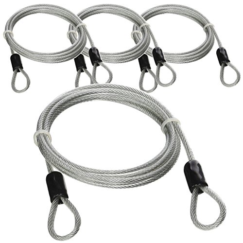 Product Cover Lumintrail 4 Foot 3mm Braided Steel Coated Security Cable Luggage Lock Safety Cable Wire Double Loop (4 Pack)