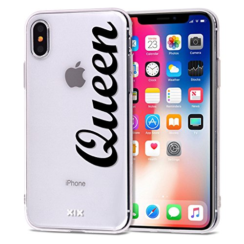 Product Cover iPhone X Case Queen Slim Fit Black Shockproof Bumper Cell Phone Accessories Queen & King Design Thin Soft TPU Protective Capa for Men Apple iPhone X Cases Luxury for Women Girls