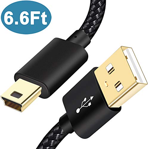 Product Cover SCOVEE Mini USB Charging Cable 6.6ft for Sony PS3 Controller,GoPro HERO4 Hero 3+,HD,MP3 Players,Garmin GPS Navigator Nuvi,PDAs,Playstation 3,Nylon Braided USB 2.0 Type A to Mini B Data Charger Cord
