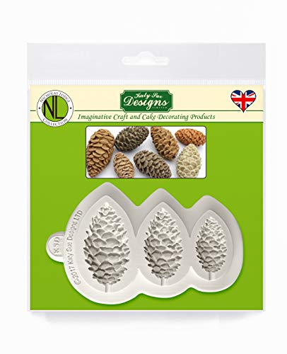 Product Cover Pine Cones Silicone Sugarpaste Icing Mold, Nicholas Lodge for Cake Decorating, Sugarcraft, Candies, Crafts, Cards and Clay, Food Safe Approved, Made in the UK