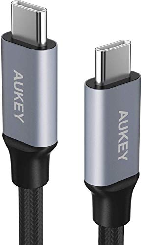 Product Cover AUKEY USB C to USB C Cable 6ft, USB 2.0 Type C Cable 60W Fast Charge Braided Nylon for Google Pixel 2/2 XL, MacBook Pro, MacBook Air, iPad Pro 2018, Nintendo Switch, Samsung S8/S8+ S9