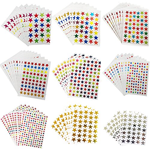 Product Cover Kenkio 8270 Count Colorful Star Stickers Self-Adhesive Stickers Stars Labels