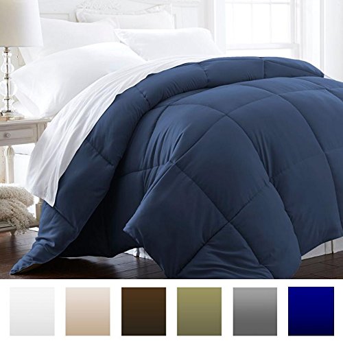 Product Cover Beckham Hotel Collection 1600 Series - Lightweight - Luxury Goose Down Alternative Comforter - Hotel Quality Comforter and Hypoallergenic - Full/Queen - Navy Blue
