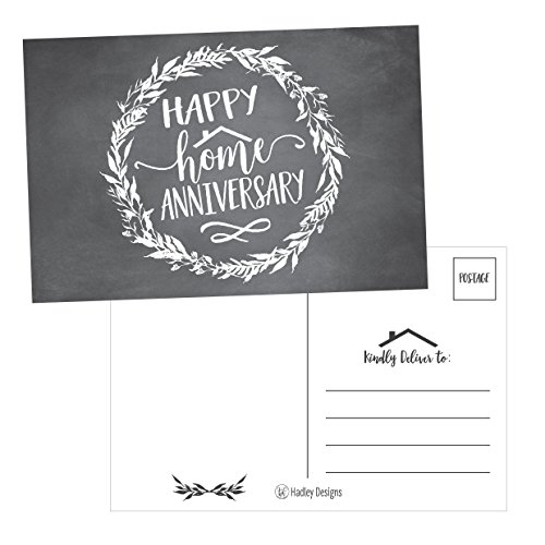 Product Cover 25 Chalk Happy Home Anniversary Realtor Cards, Blank Greeting House Postcards, Bulk Real Estate Thank You Notes, Welcome Home Realtor Gifts Stationery, New Realtor Gifts For Clients, Housiversary Card