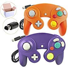 Product Cover Gamecube Controller, Wired Gamepad for Nintendo Wii Console (Orange and Purple)