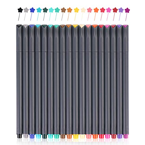 Product Cover 18 Fineliner Color Pens Set, Taotree Fine Line Colored Sketch Writing Drawing Pens for Journal Planner Note Taking and Coloring Book, Porous Fine Point Pens Markers, Perfect for Back to School Ideas