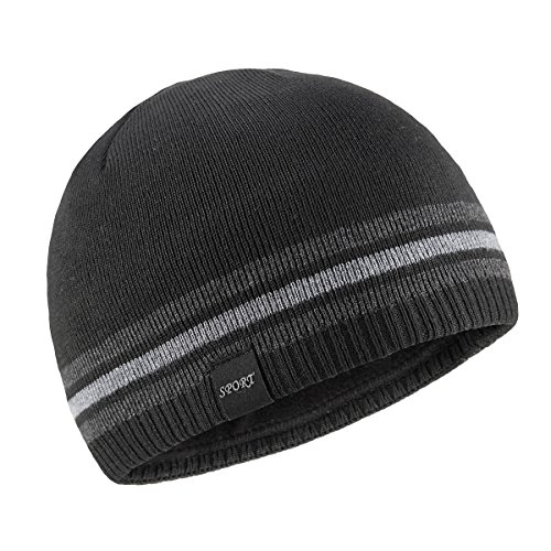 Product Cover OMECHY Mens Winter Beanie Hat Oversized Warm Knit Fleece Lined Short Beanie Ski Skull Cap