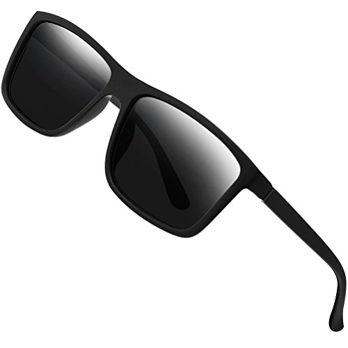 Product Cover Polarized Sunglasses for Men Driving Mens Sunglasses Rectangular Vintage Sun Glasses For Men/Women Matte Black