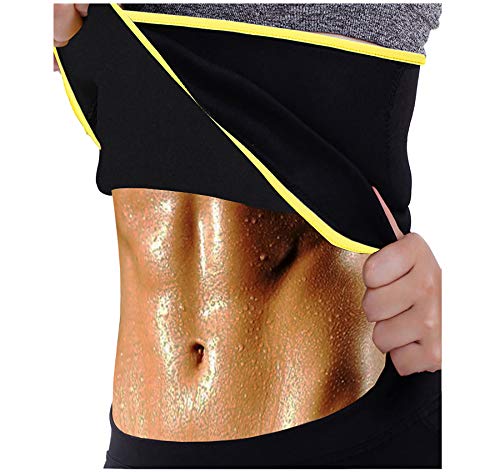Product Cover LODAY Women Slimming Body Shaper Weight Loss Sweat Belt Neoprene Sauna Waist Trainer Corset Trimmer Sport Workout Fitness (Black(Gym Tummy wrap), XL (US 14))