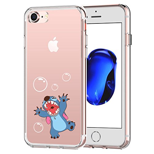 Product Cover iPhone 7 CASE,iPhone 8 CASE, Stitch Playing Bubble 3D Printed Soft Clear Cute Case