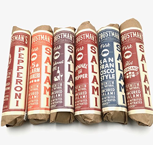Product Cover Foustman's Salami Variety Pork Flavors (6 Pack) Artisan, Nitrate-Free, Naturally Cured