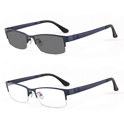 Product Cover MINCL/Photocromic Lens Transition Sunglasses Business Frames Reading Glasses (blue-photochromatic, 0.0)
