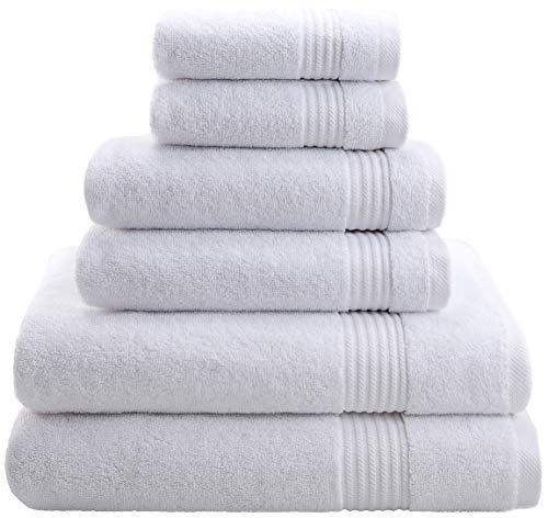 Product Cover Hotel & Spa Quality, Absorbent and Soft Decorative Kitchen and Bathroom Sets, Cotton, 6 Piece Turkish Towel Set, Includes 2 Bath Towels, 2 Hand Towels, 2 Washcloths, Snow White