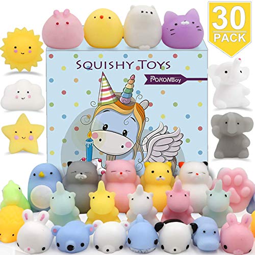 Product Cover POKONBOY Squishies Mochi Squishy Toys Party Favors for Kids, 30 PCS Mini Squishies Panda Cat Unicorn Squishy Stress Relief Toys, Treasure Box Prizes for Classroom, for Kids