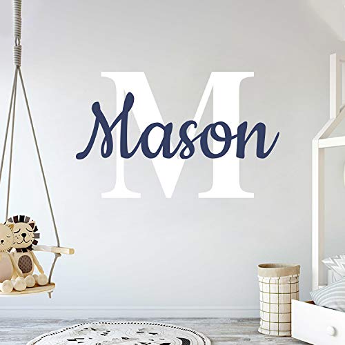 Product Cover Custom Name & Initial - Prime Series - Baby Boy Girl Unisex - Wall Decal Nursery for Home Bedroom Children (Wide 22
