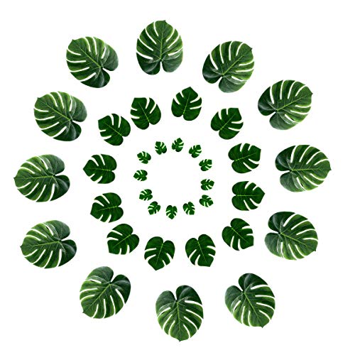 Product Cover Delonix Artificial Monstera Leaves,Tropical Leaves Decorations,Palm Leaf for Luau Party Decorations,Jungle Party Decorations