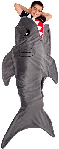 Product Cover Silver Lilly Animal Tail Blanket - Plush Animal Sleeping Bag Blanket for Kids (Gray Shark)