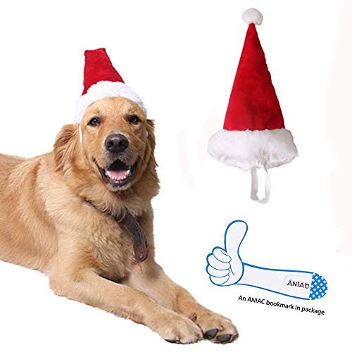 Product Cover ANIAC Children Large Pet Costume Red Christmas Hat Pointed Xmas Cap for Kids Big Dogs