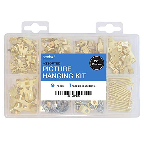 Product Cover Assorted Picture Hanging Kit | 220 Piece Assortment with Wire, Picture Hangers, Hooks, Nails and Hardware for Frames