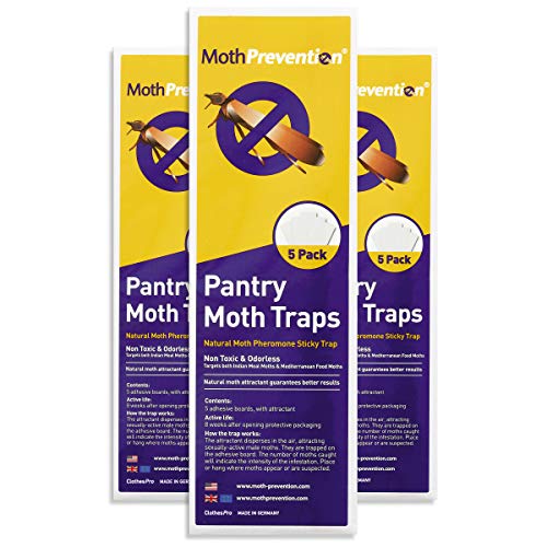 Product Cover ClothesPro Powerful Pantry Moth Trap 15-Pack | Pantry Moth Killer Traps by MothPrevention | Odor-Free & Natural | Best Catch-Rate for Kitchen Moths on The Market! - Results Guaranteed