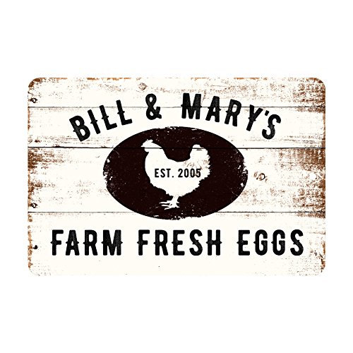 Product Cover Pattern Pop Personalized Farm Fresh Eggs Rustic Barnwood Look Metal Sign
