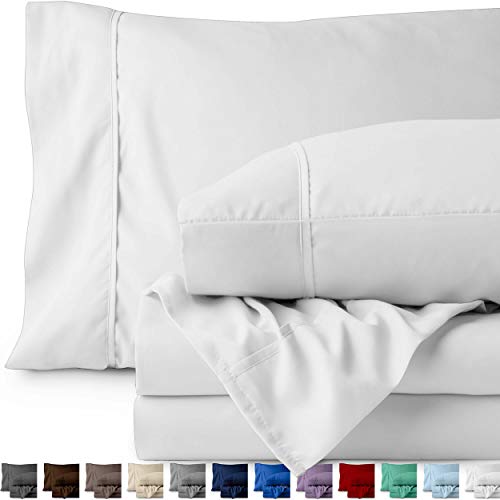 Product Cover Bare Home Twin XL Sheet Set - College Dorm Size - Premium 1800 Ultra-Soft Microfiber Sheets Twin Extra Long - Double Brushed - Hypoallergenic - Wrinkle Resistant (Twin XL, White)