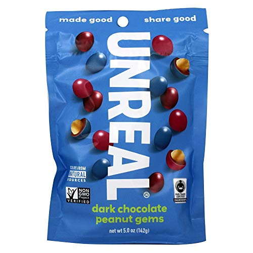 Product Cover UNREAL Dark Chocolate Peanut Gems | Non-GMO, Vegan Certified, Colors from Nature | 1 Bag