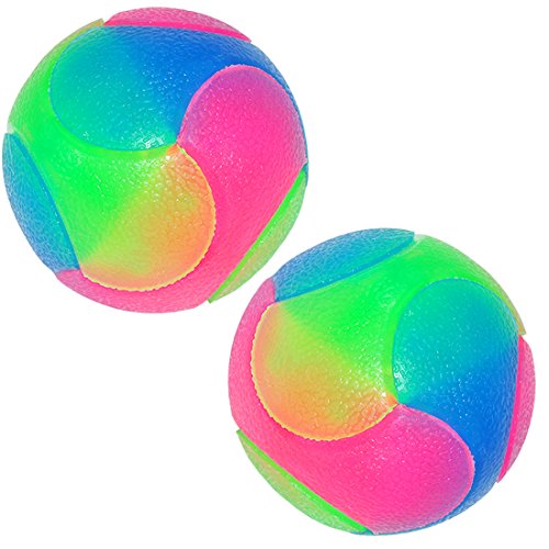 Product Cover FineInno Light Up Dog Balls Flashing Elastic Ball Glow in The Dark Interactive Pet Toys for Puppy, Cats, Dogs 2 inch (2 Balls)