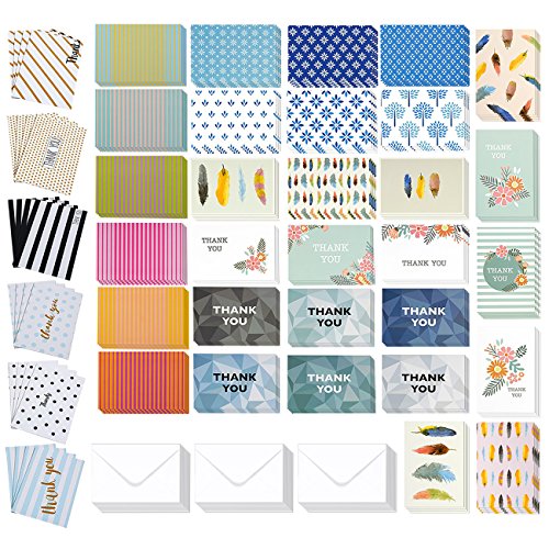 Product Cover 144 Pack Thank You Cards - Thank You Greeting Cards Bulk Box Set - Thank You Note Cards All-Occasion Thank You Notecard Set - Includes 36 Assorted Design Note Cards and White Envelopes, 4 x 6 Inches