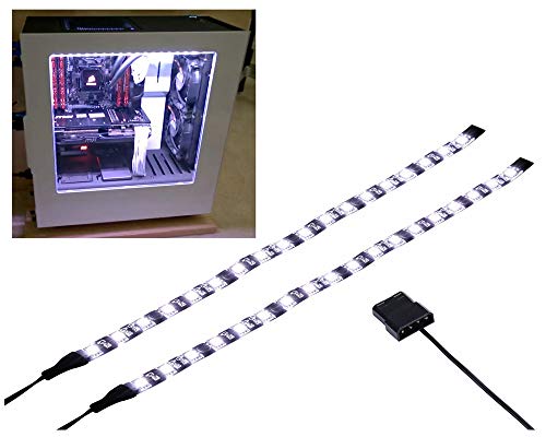 Product Cover LEDdess LED Light Strip Computer Lighting white, Magnetic, Molex Connector, 2pcs LED Strip for PC Case Lighting Kit (30cm,18leds,S Series)