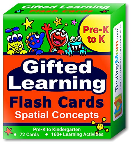 Product Cover Gifted Learning Flash Cards - Visual Spatial Concepts for Pre-K - Kindergarten - Educational Practice for The NNAT Test, CogAT Test, OLSAT Test, WPPSI, WISC, AABL, KBIT, SAGES and More!