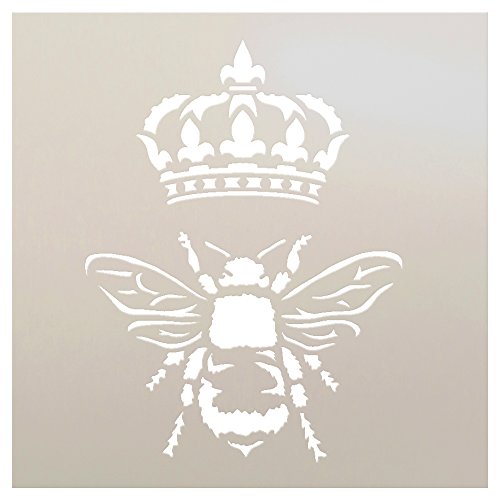 Product Cover Queen Bee Crown Stencil by StudioR12 | Reusable Mylar Template | Royal French, Painting, Chalk, Furniture, Mixed Media | Use for Crafting, DIY Home Decor | STCL1130 | Select Sizes (9