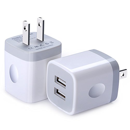 Product Cover USB Wall Charger, FiveBox 2Pack Dual Port 2.1A Wall Charger Brick Base Adapter Charging Block Charger Cube Plug Charger Box for iPhone X/6/6S/7/8 Plus, iPad, Samsung, Android, LG, HTC, Nokia, Phone