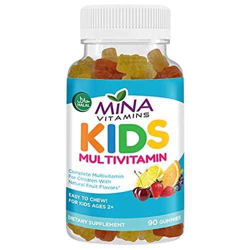 Product Cover Mina Vitamins Daily Children's Halal Gummy Multivitamins - 13 Essential Vitamins and Minerals with Antioxidants - Vegetarian, Non-GMO, Gluten, Free (90 Count)