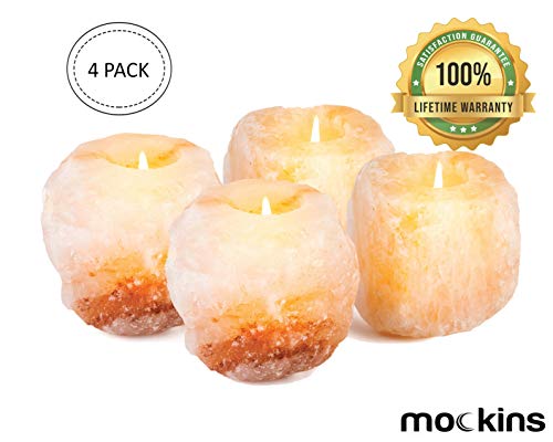 Product Cover Mockins 2.5 lbs 4 Pack Natural Himalayan Salt Tea Light Candles Holder | Great Room Decor