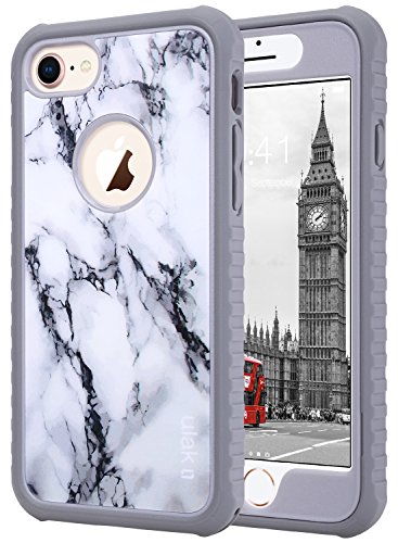 Product Cover ULAK iPhone 8 & 7 Case Shock-absorbing Flexible Durability TPU Bumper Case, Durable Anti-Slip, Front and Back Hard PC Defensive Protection Cover for Apple iPhone 7 4.7 inch, Artistic Marble Pattern