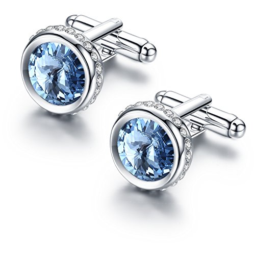 Product Cover Pinannie Austria Crystal Shirt Cuff Links White Gold Plated Wedding Cufflinks for Mens