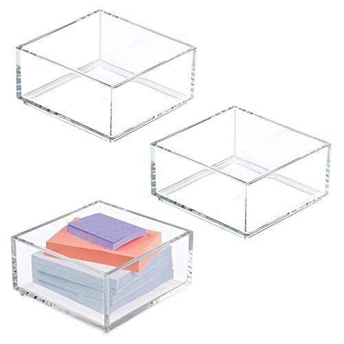 Product Cover mDesign Plastic Stackable Drawer Organizer for Home Office, Desk Drawer, Shelf or Closet to Hold Staples, Highlighters, Adhesive Tape, Paper Clips, Stamps - 4