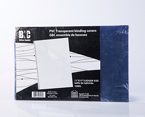Product Cover BNC 10 Mil 11X17 Inches, Ledger Size PVC Binding Covers - Pack of 100, Clear (BC250LT100)