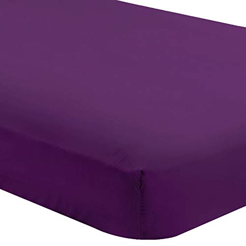 Product Cover Bare Home Fitted Bottom Sheet Queen - Premium 1800 Ultra-Soft Wrinkle Resistant Microfiber - Hypoallergenic - Deep Pocket (Queen, Plum)