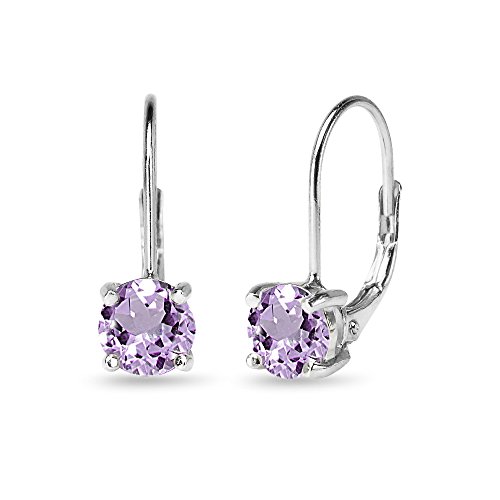 Product Cover Sterling Silver Round-Cut Genuine or Created 6mm Gemstones Classic Leverback Earrings
