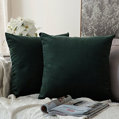 Product Cover MIULEE Pack of 2, Velvet Soft Soild Decorative Square Throw Pillow Covers Set Cushion Case for Sofa Bedroom Car 18 x 18 Inch 45 x 45 cm