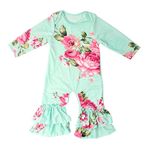 Product Cover Slowera Baby Girls Cotton Long Sleeve Floral Ruffles Romper