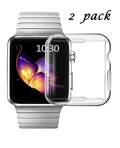Product Cover Smiling Clear Case for Apple Watch Series 3 38mm with Buit in TPU Screen Protector - All Around Protective Case High Definition Clear Ultra-Thin Cover for Apple iwatch 38mm Series 3 (2 Pack)