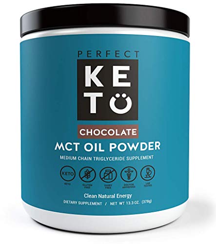 Product Cover Perfect Keto MCT Oil C8 Powder, Coconut Medium Chain Triglycerides for Pure Clean Energy, Ketogenic Non Dairy Coffee Creamer, Bulk Supplement, Helps Boost Ketones, Chocolate