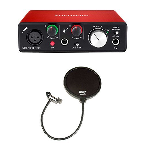 Product Cover Focusrite Scarlett Solo (2nd Gen) USB Audio Interface with Pro Tools with Knox Pop Filter and XLR Cable Bundle