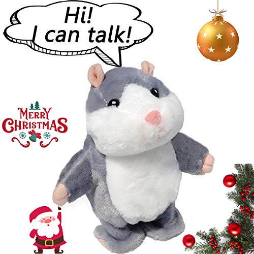 Product Cover Upgrade Version Talking Hamster Mouse Toy - Repeats What You Say and Can Walking - Electronic Pet Talking Plush Buddy Hamster Mouse for Child Kids Gift Party Toys (Gray)
